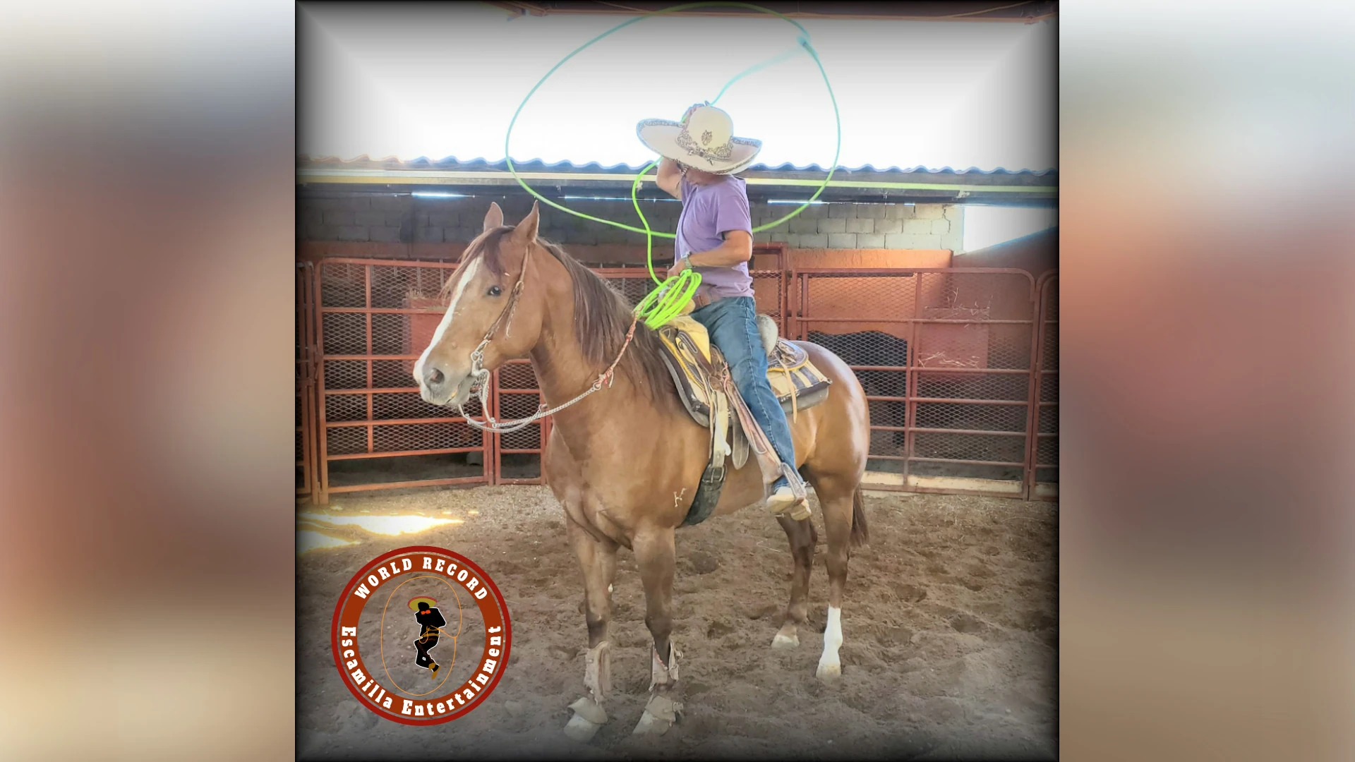 Jockey with a neon lasso
